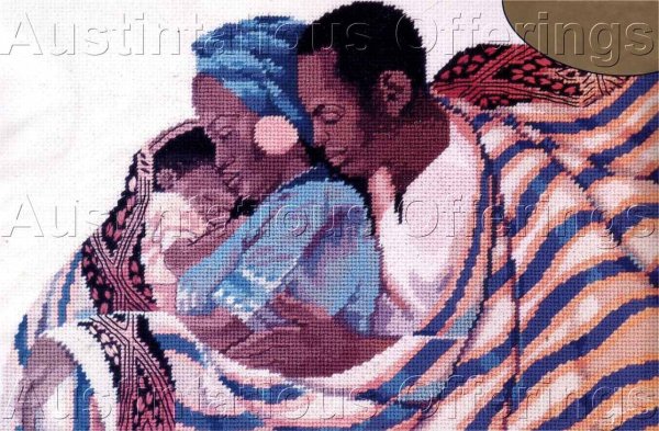 Keith Mallett African American Needlepoint Kit Family Trio Love