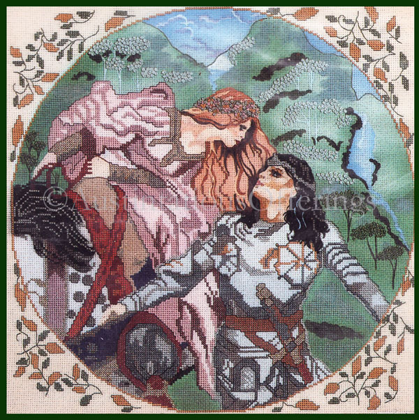 Rare Medieval Kiss Goodbye Knight and Princess Cross Stitch Kit