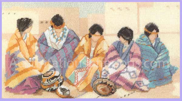 Rare Southwest Robes Native Women Pueblo Pottery Needlepoint Kit