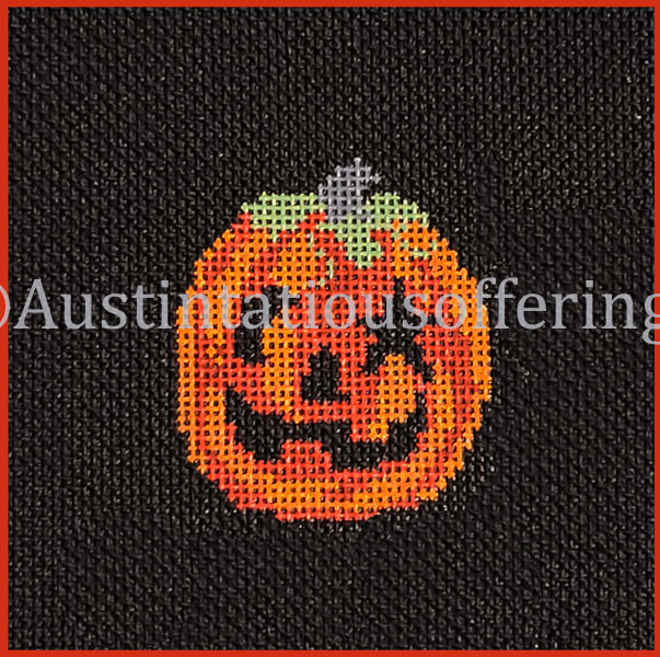 Rare Halloween Pumpkin Needlepoint Jack O Lantern