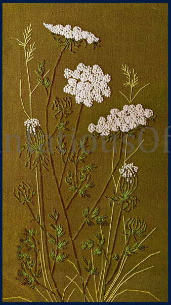 Rare Barb Sparre Queen Annes Lace Crewel Embroidery Panel Kit