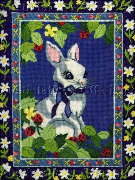 Easter Bunny Textured Needlepoint Kit Rabbit Floral