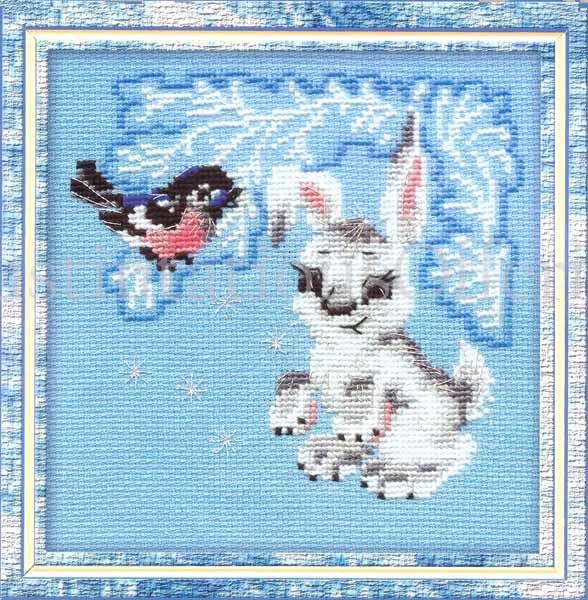 Skabeeva Wintry Critters Cross Stitch Kit Rabbit and Robin