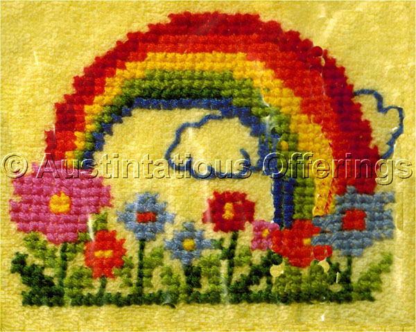 Rare Kiger Rainbow Cross Stitch Kit Waste Canvas Design