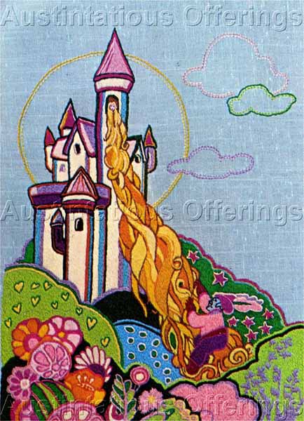 Rare Rapunzel LongHair Crewel Embroidery Kit Castle Tower Prince