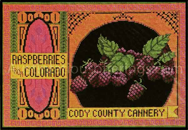 Rare Jary Vintage Raspberries Crate End Label Cross Stitch Kit