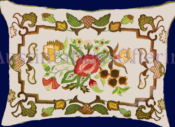 Rare Wilson FolkArt Floral Crewel Embroidery Kit Jacobean Rose