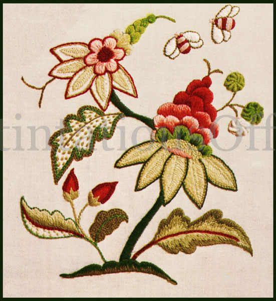 Rare Wilson FolkArt Floral Crewel Embroidery Kit Jacobean Blooms