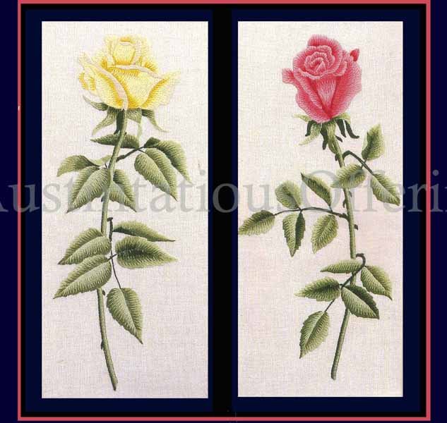 Rare Cummins Pair of Roses Crewel Embroidery Kit Williams Floral