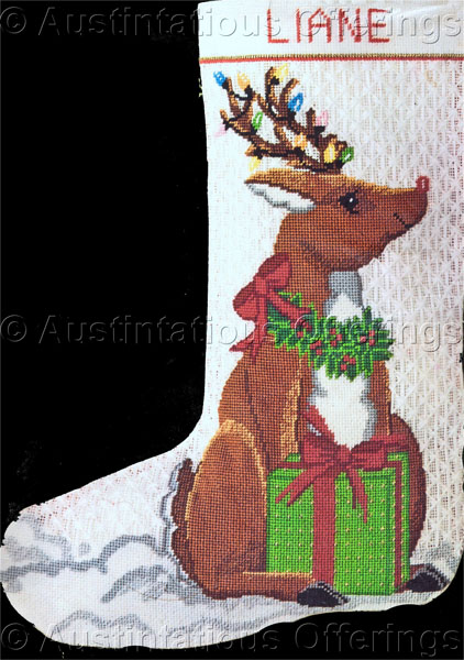 Rare Rudolf Reindeer Openwork Needlepoint Stocking Kit Christmas