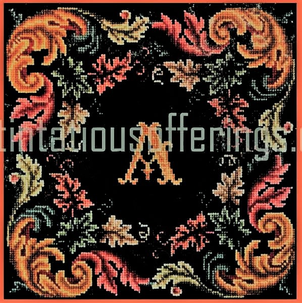 Wool Victorian Rococo Border w Alphabet Counted Needlepoint Kit