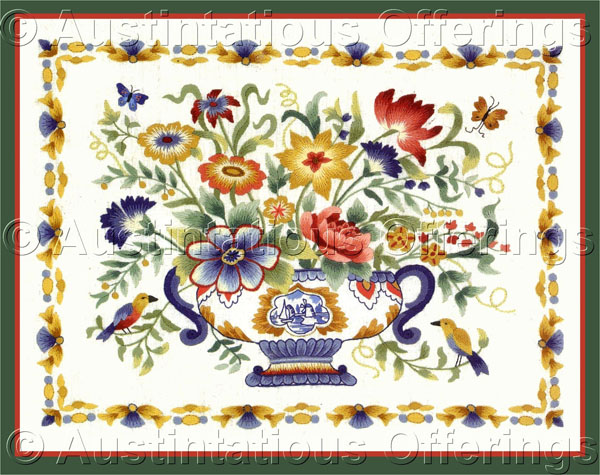 Rare McBride Traditional Floral Crewel Embroidery Kit Roman Vase