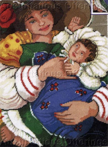 Rare Linda Carter Holman Mother Child Needlepoint Kit Rosa Baby