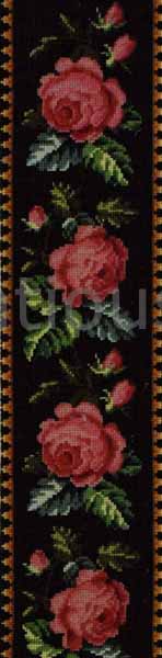 Wool Victorian CrossStitch Rose Bellpull Counted Needlepoint Kit