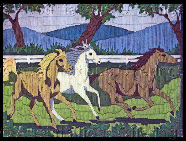 Rare Horse Pasture Longstitch Needlepoint Kit Running Colts