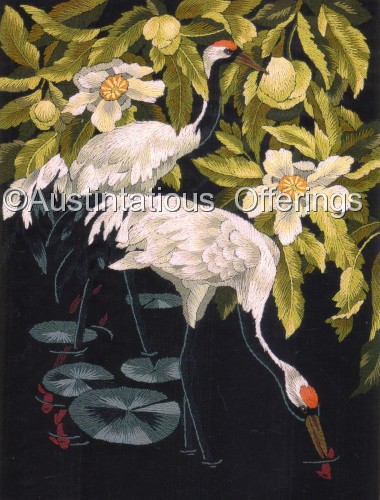 Rare Botke Sacred Red Crowned Cranes Crewel Embroidery Kit