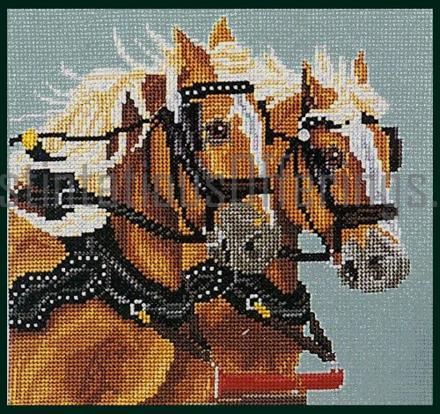 Rare Hedgepath Belgian Drafthorses CrossStitch Kit Matched Pair