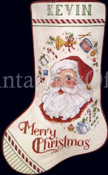 Rare Marchie Santas Toys and Sugarplums CrossStitch Stocking Kit