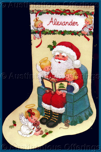 Rare Morehead Santa Crewel Embroidery Stocking Kit Story Time