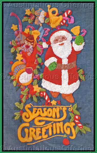 Rare Santa Claus Season Greetings CrewelEmbroidery Kit Christmas