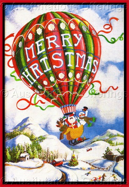 Rare Gerrish Holiday Balloon CrewelEmbroidery Kit Santa wFriends
