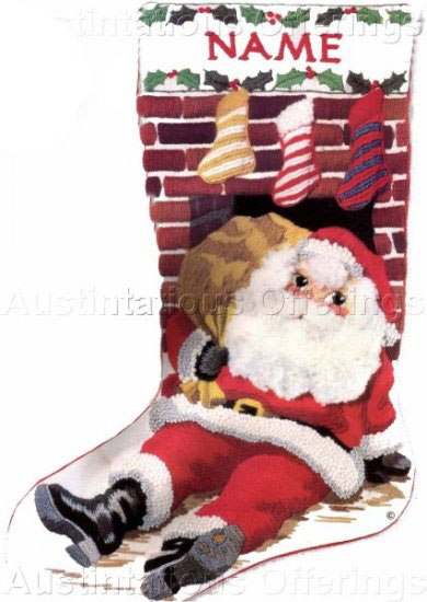 Rare Gerrish Christmas CrewelEmbroidery Stocking Kit Santa Claus