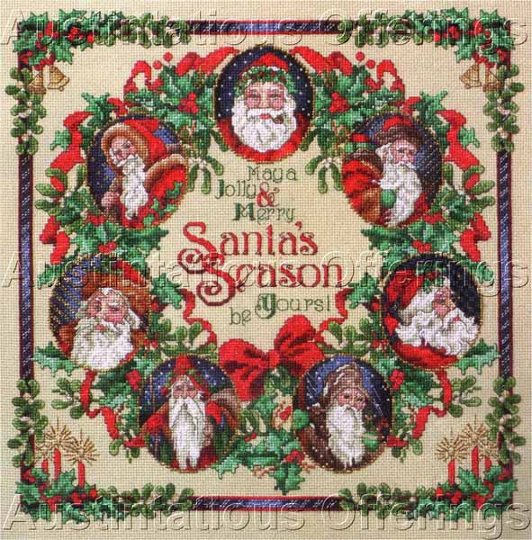 Rare Giampa Christmas Season Sampler CrossStitch Kit Santa Claus