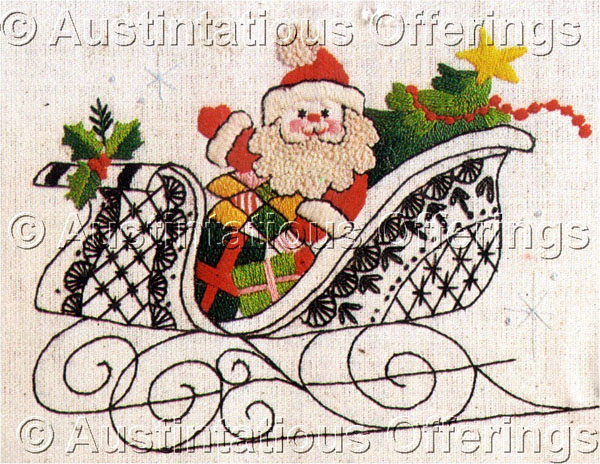 Marchie Crewel Embroidery Here Comes Santa Claus Kit