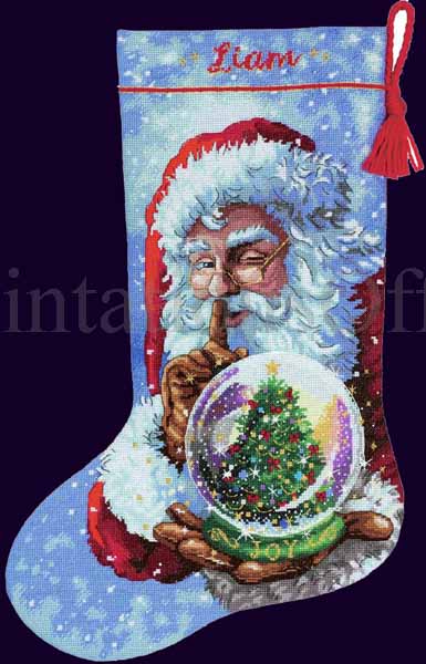 Corti Fantasy Santa Cross Stitch Stocking Kit Crystal Snow Ball