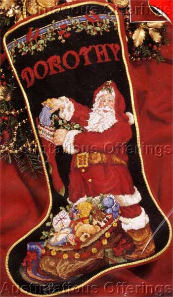 Rare Giampa Santas Toy Bag Cross Stitch Christmas Stocking Kit