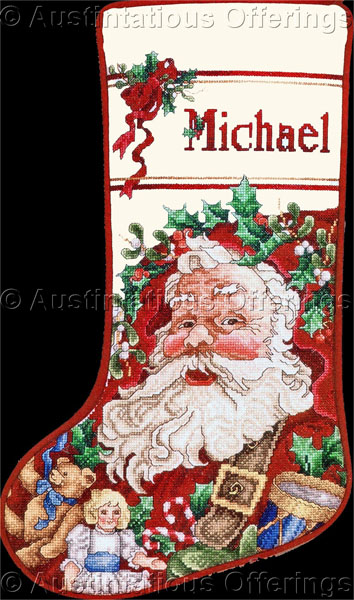 Rare Giampa Father Christmas CrossStitch Stocking Kit SantasToys