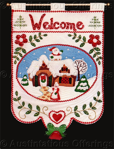 Santa w Mrs Claus NorthPole Cottage Felt Applique Embroidery Kit