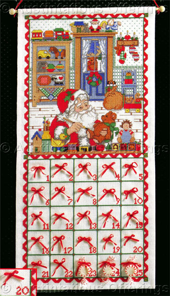 Rare Santa in Toy Shop CrossStitch Kit Advent Calendar Christmas