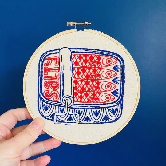 Dolhan First Time Beginner Embroidery Kit Sardine Tin
