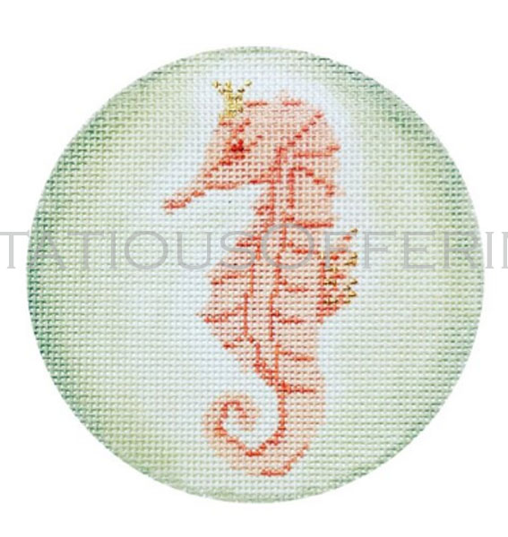 Seahorse HP Needlepoint Canvas w StitchGuide Plum Stitchery