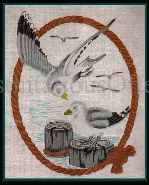 Rare LeClair Seaside Birds Crewel Embroidery Kit Wharf Gulls