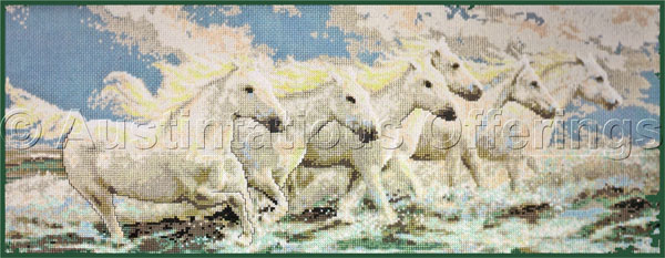 Rare Reinardy White Stallions Cross Stitch Kit Southern France