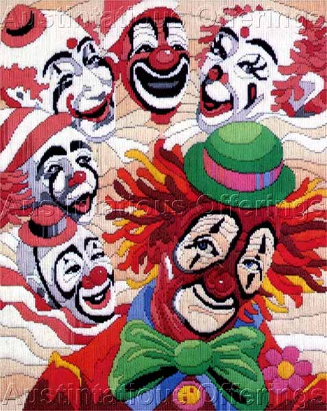 Rare Reinardy Send in Circus Clowns Longstitch Needlepoint Kit