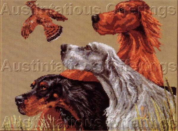Rare Sportsman Cross Stitch Kit Grouse Hunting Setters Dogs