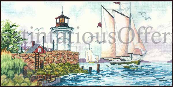 Rare Ramsay Harbor Cross Stitch Kit Set Sail Nautical Lighthouse