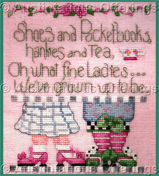 Rare Alma Lynne Childhood Dress Up Cross Stitch Kit Teatime Fun