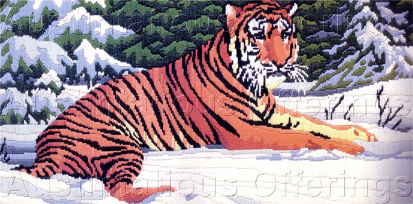 Rare Reinardy Big Cat Longstitch Needlepoint Kit Tiger in Repose