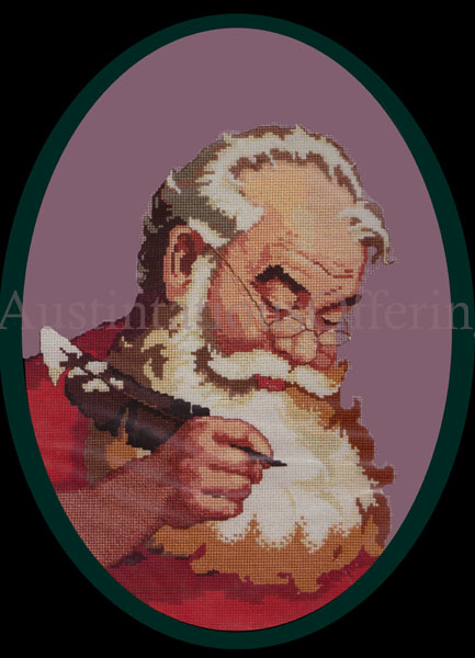 Rare Norcia Santa with Quill Cross Stitch Kit Christmas List