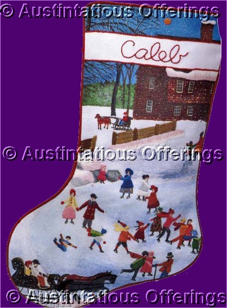 Rare Klein Folk Art Christmas Crewel Embroidery Stocking Kit
