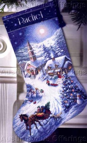Christmas Village Cross Stitch Stocking Kit Sleigh Ride Boehme