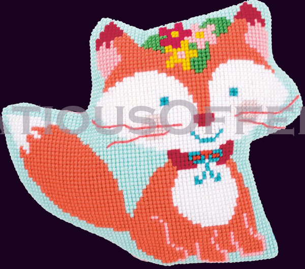 Sweet Friendly Shaped Fox Needlepoint Lg Count Cross Stitch Kit