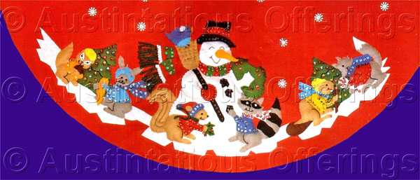 Felt Applique TreeSkirt Kit Frosty and his Woodland Friends