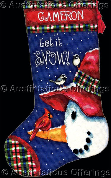 Barb Tourtillotte Friendly Snowman BirdsNeedlepoint Stocking Kit