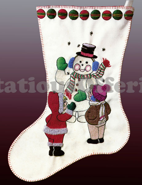 Rare FrostySnowman w Friends Crewel Embroidery Stocking Kit