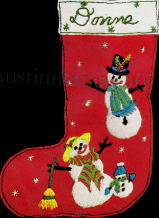 Rare Happy Snowman Family Crewel Embroidery Stocking Kit on Felt